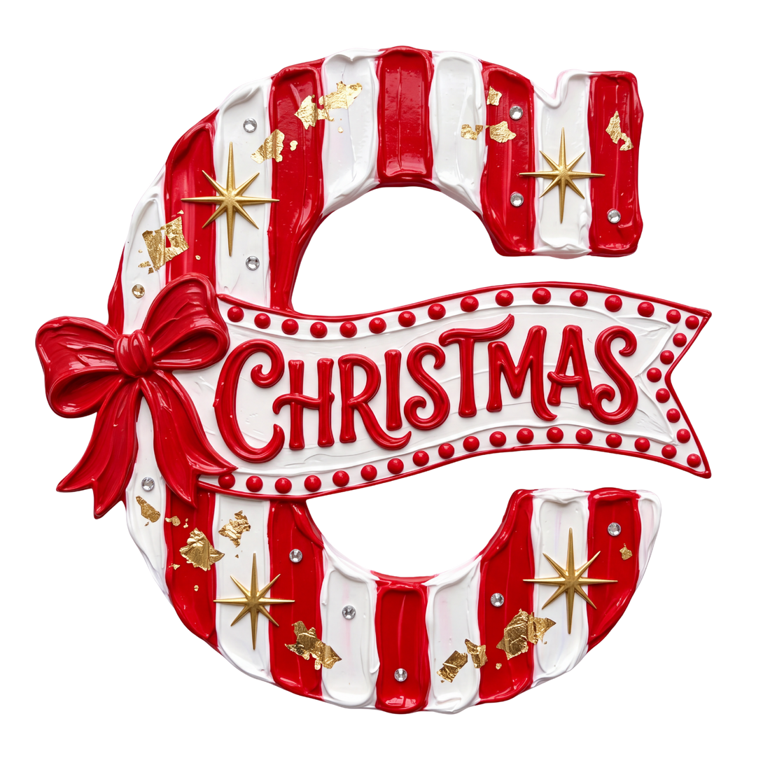 Retro Striped Christmas Letter C DTF print