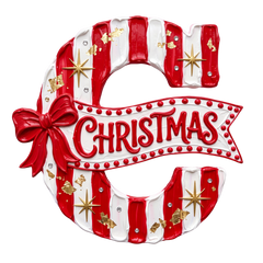 Retro Striped Christmas Letter C DTF print