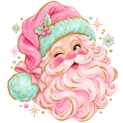Pink Vintage Winking Santa DTF print