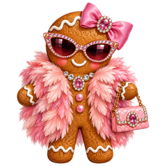 Glam Gingerbread Girl Holiday DTF print