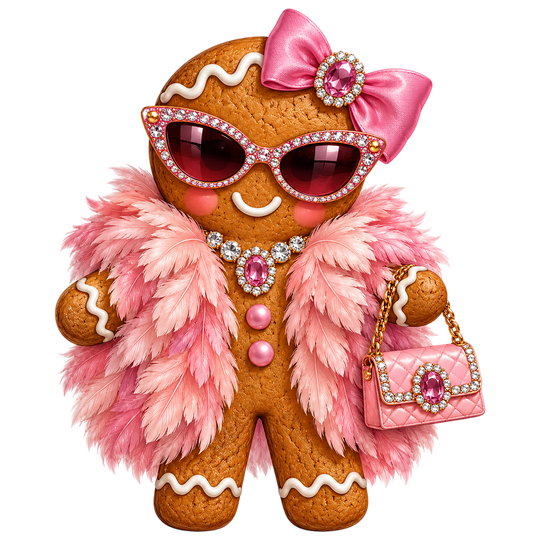 Glam Gingerbread Girl Holiday DTF print