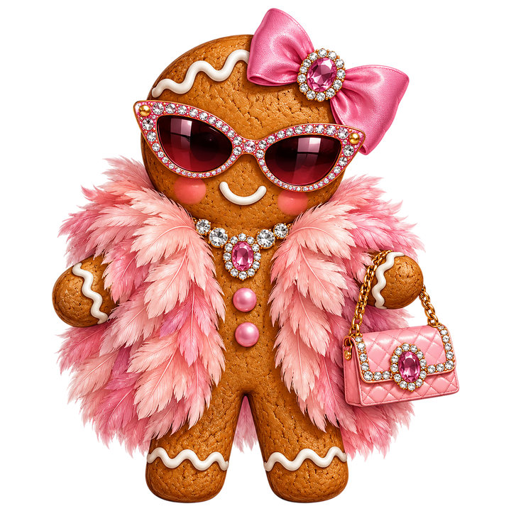 Glam Gingerbread Girl Holiday DTF print