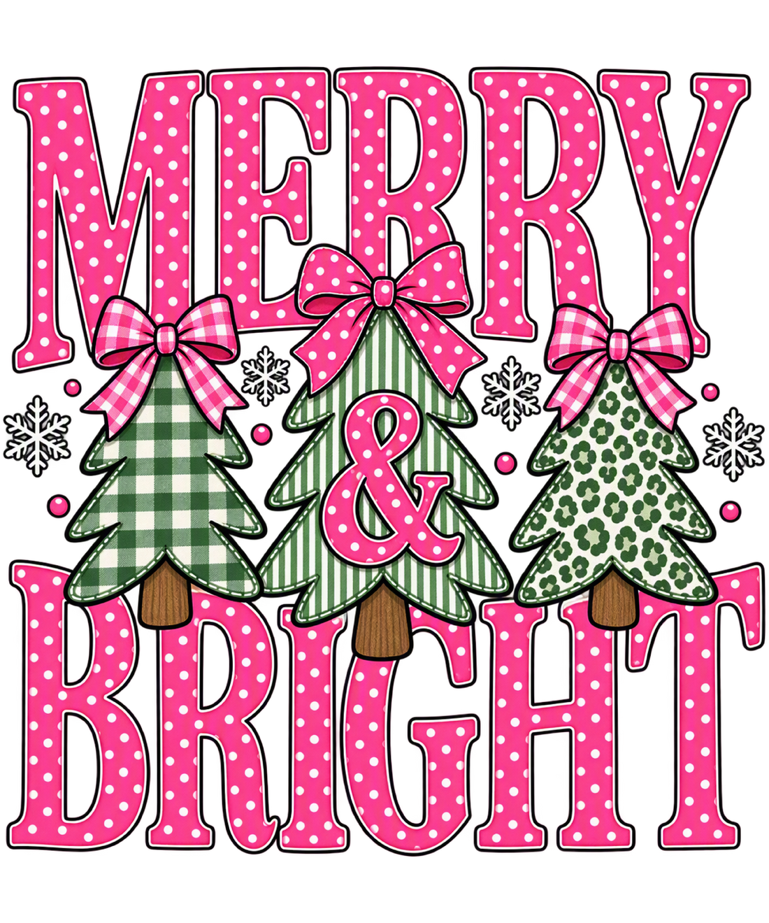 Merry & Bright Christmas Trees DTF print