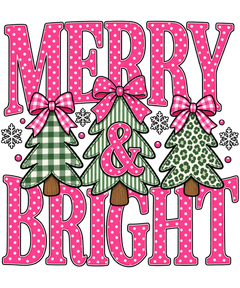 Merry & Bright Christmas Trees DTF print