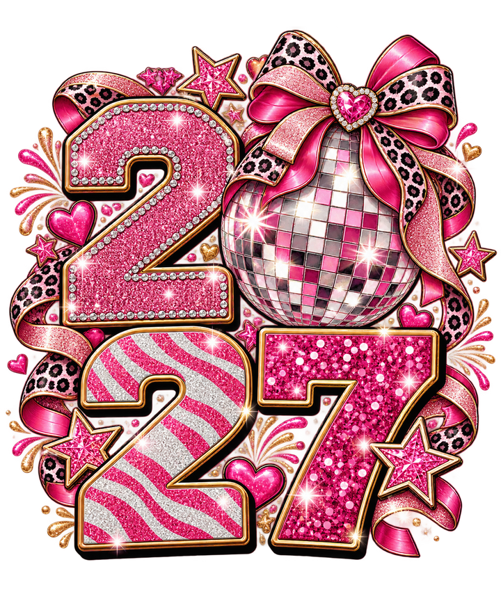 Pink Disco 2027 New Year DTF print