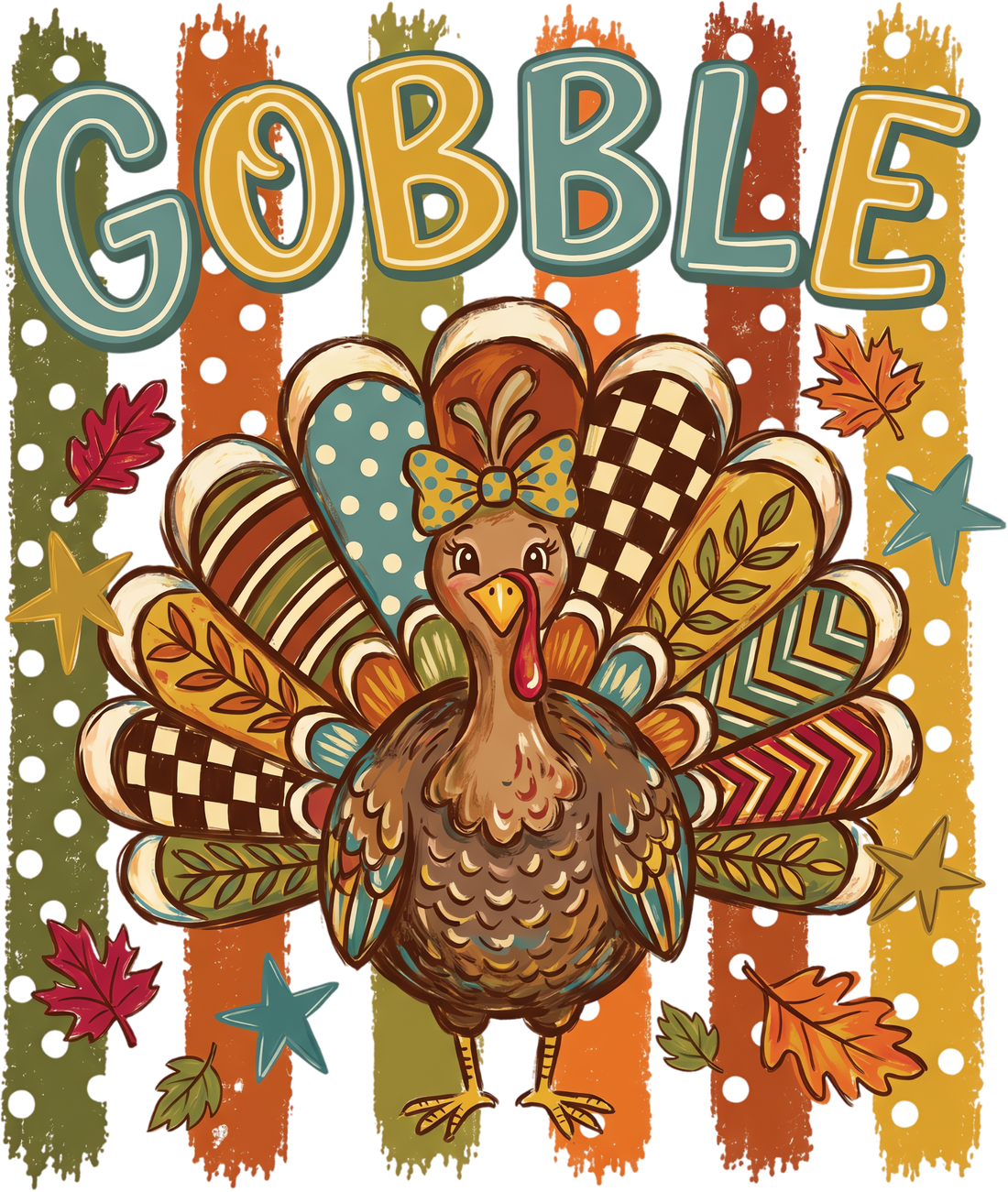 Gobble Retro Turkey Graphic DTF print