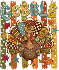 Gobble Retro Turkey Graphic DTF print