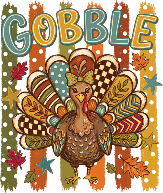 Gobble Retro Turkey Graphic DTF print