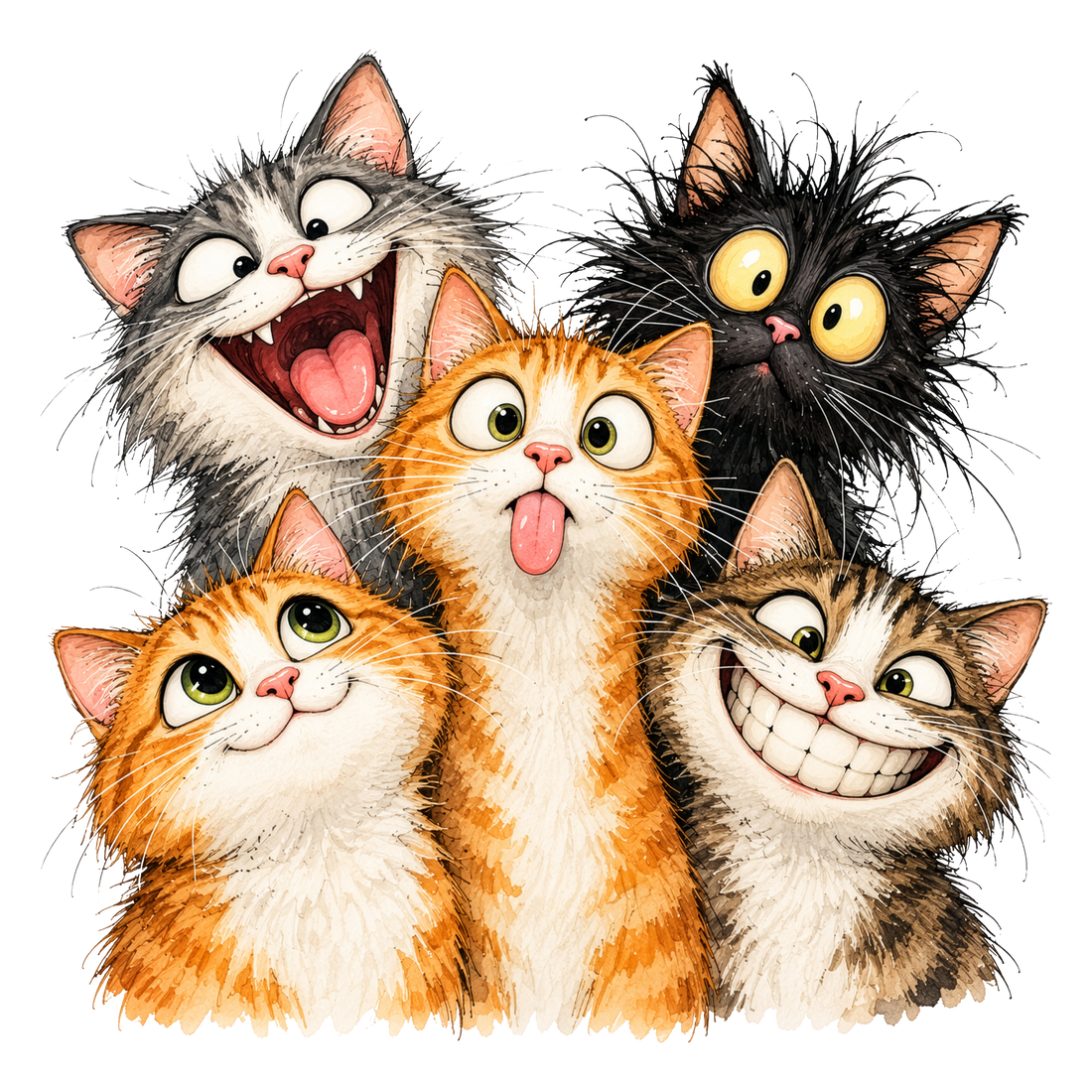 Silly Cats Selfie Crew DTF print
