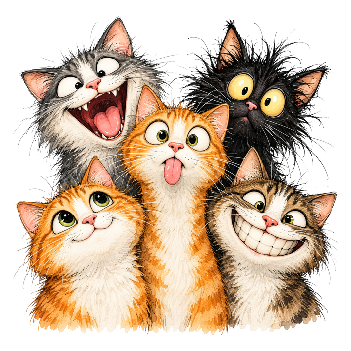 Silly Cats Selfie Crew DTF print