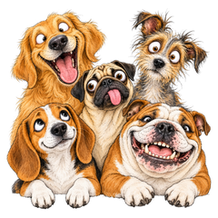 Five Goofy Dogs Pack Portrait DFT print