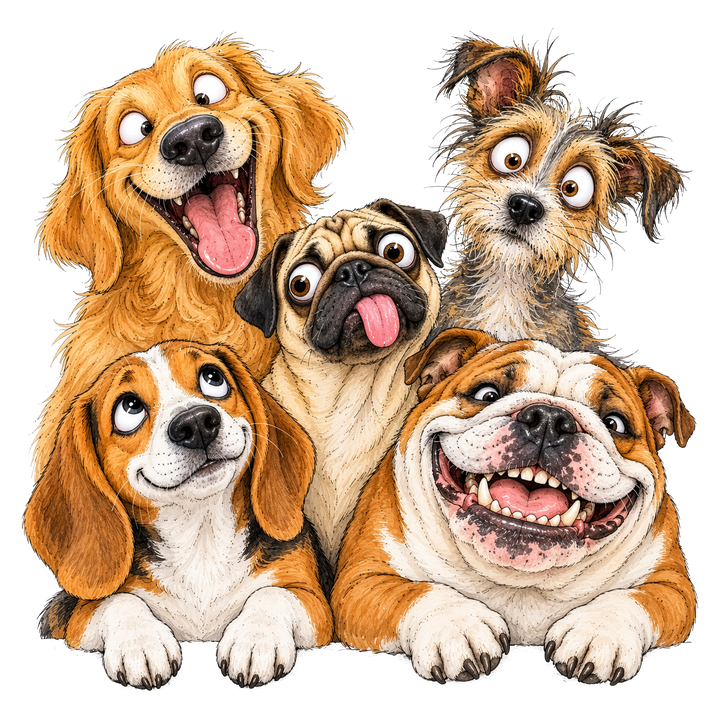 Five Goofy Dogs Pack Portrait DFT print