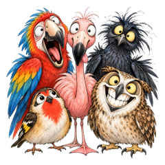 Wild Bird Squad Cartoon DTF print