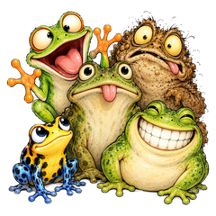 Five Funny Frogs Hanging Out DTF print