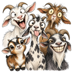 Five Funny Goats Crew DTF print