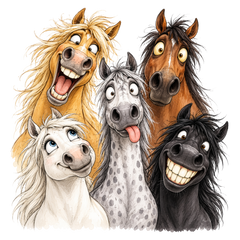 Five Goofy Horses Funny DTF print
