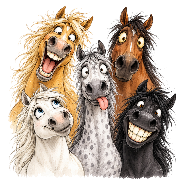 Five Goofy Horses Funny DTF print