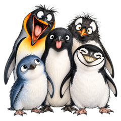 Goofy Penguin Squad Friends DTF print