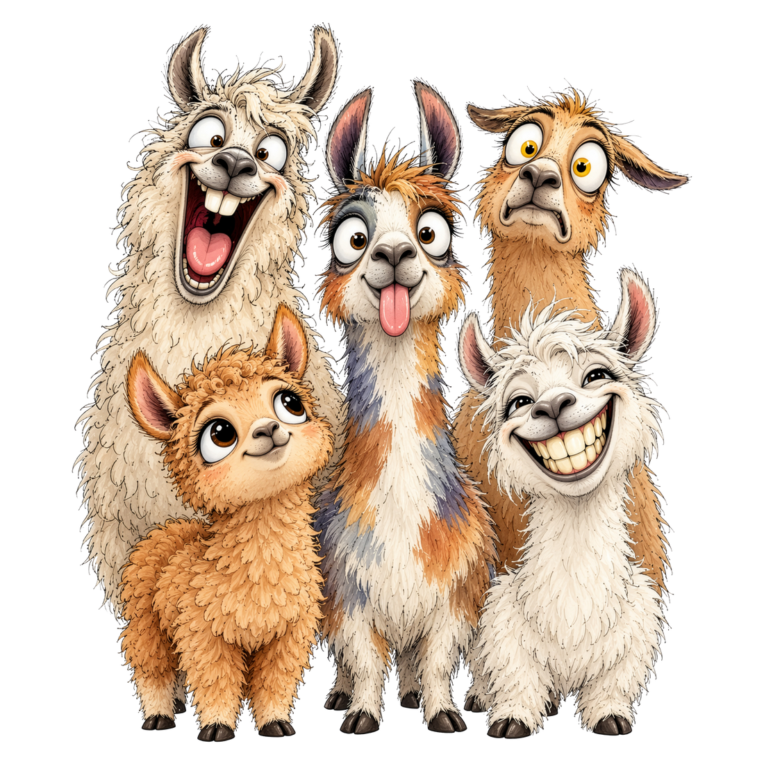 Five Silly Llamas Squad DTF print