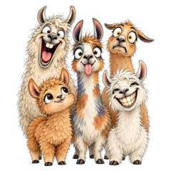 Five Silly Llamas Squad DTF print