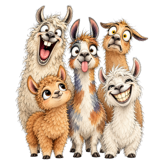 Five Silly Llamas Squad DTF print
