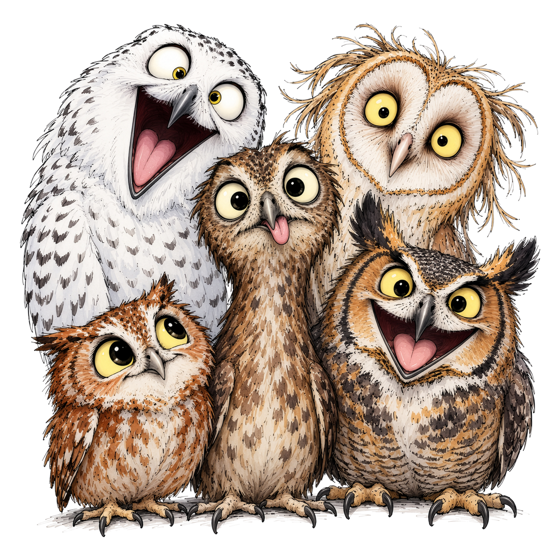 Wide-Eyed Owl Squad DTF print