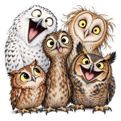 Wide-Eyed Owl Squad DTF print