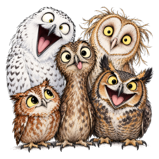 Wide-Eyed Owl Squad DTF print
