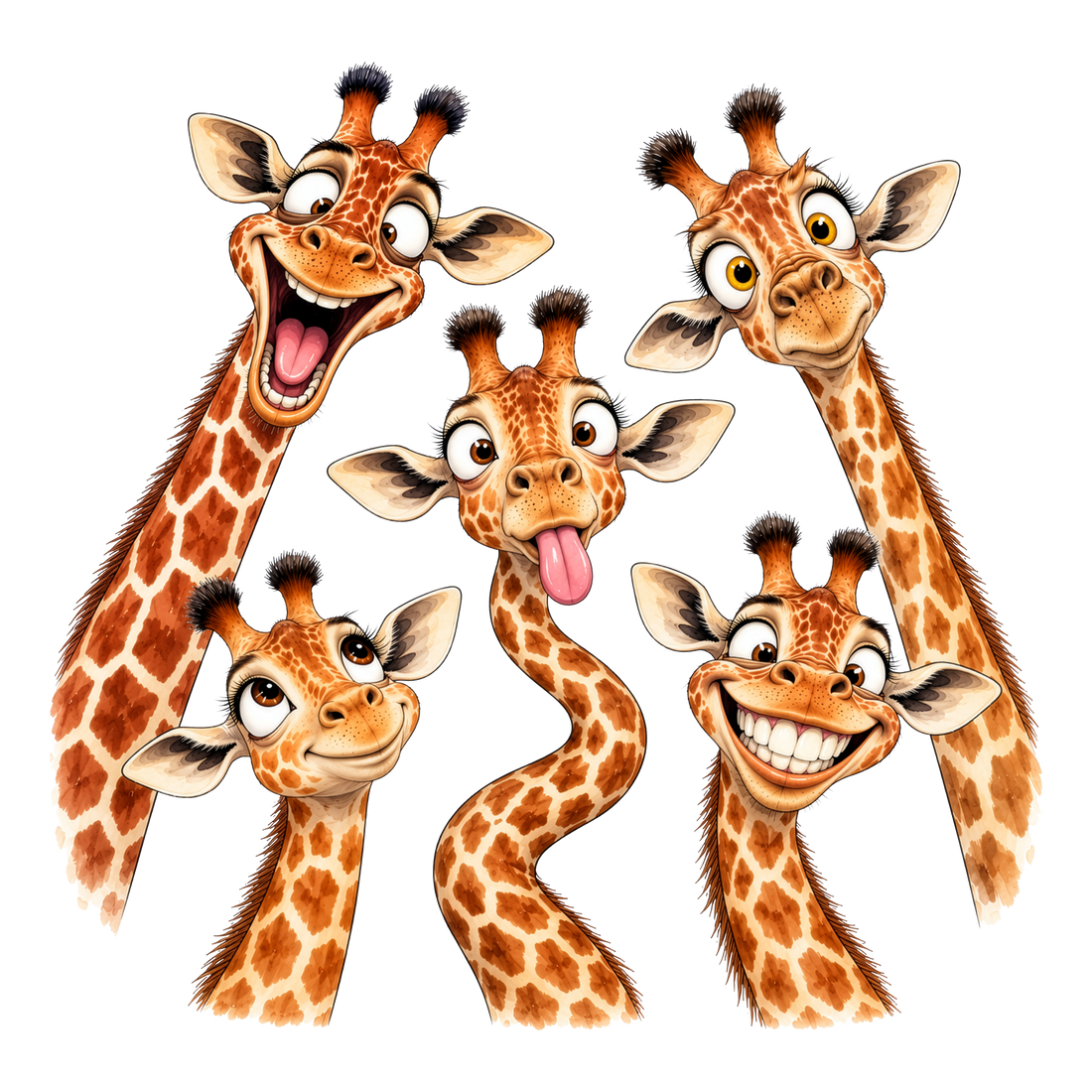 Silly Giraffes Funny Faces DTF print