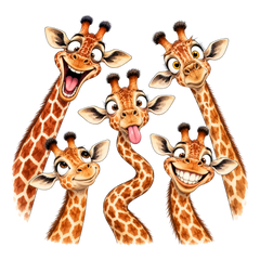 Silly Giraffes Funny Faces DTF print