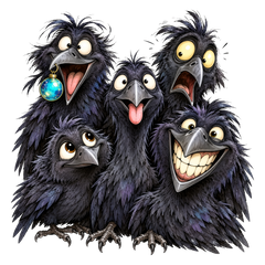Funny Crow Family Holiday Portrait DTF print