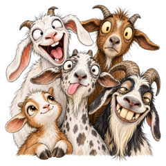 Five Goofy Goats Portrait DTF print