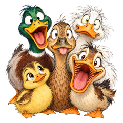 Funny Duck Squad Group Portrait DTF print