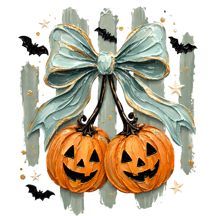 Halloween Pumpkin Bow Cactus Design