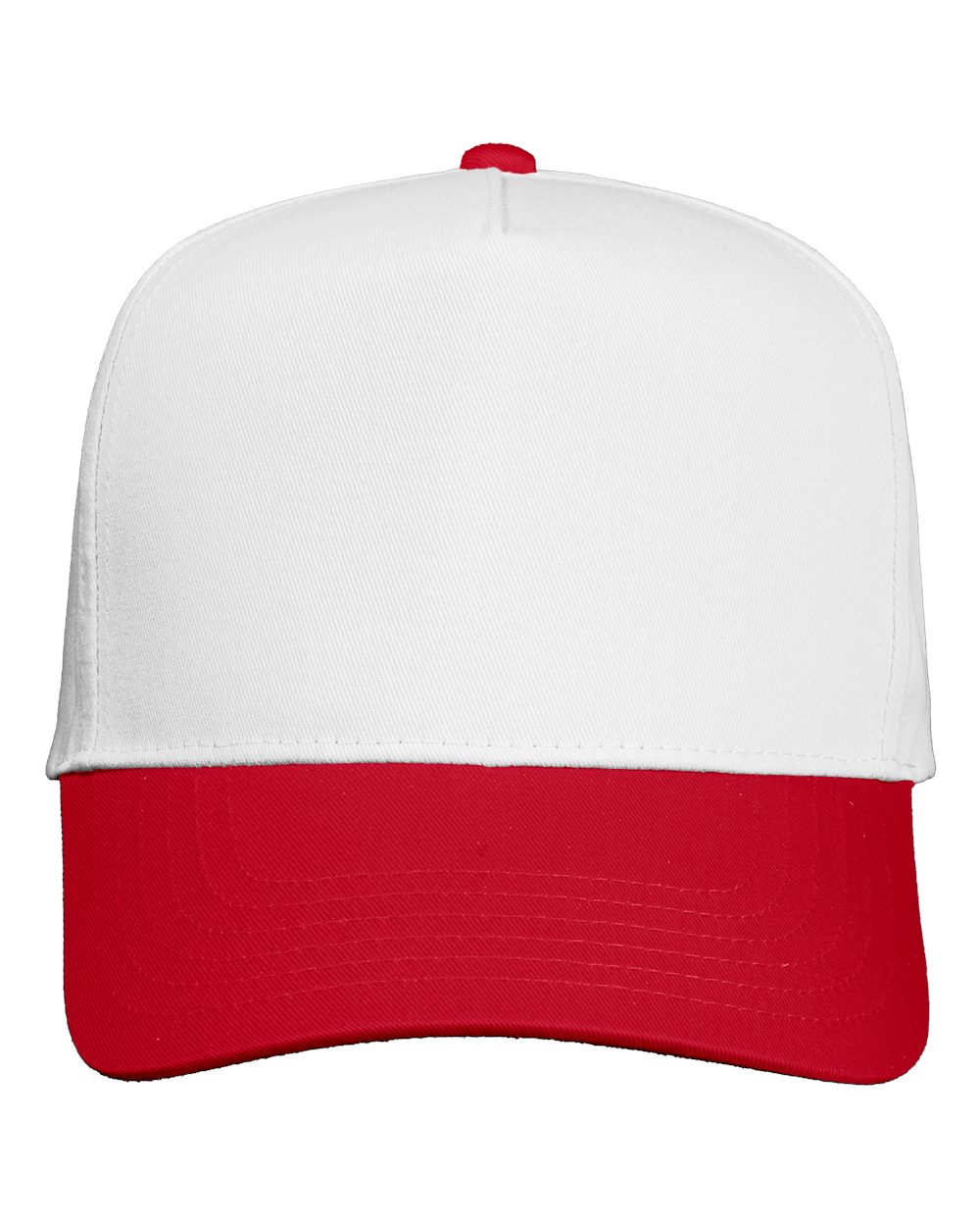 Valucap 8869 Five-Panel Twill Cap White/ Red