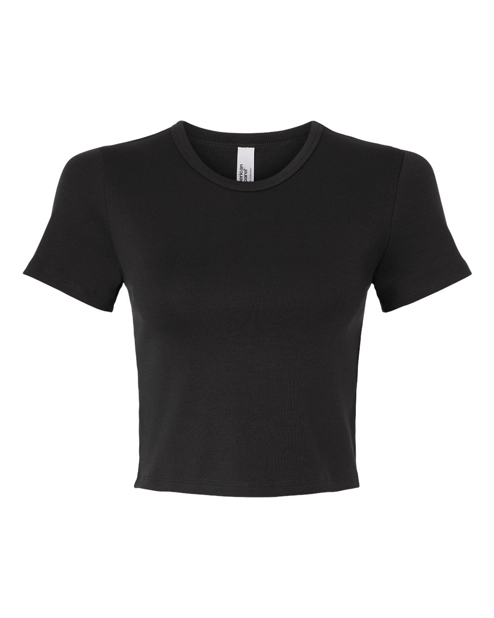 American Apparel BR210 Women's Baby Rib Fitted Cropped Tee Black