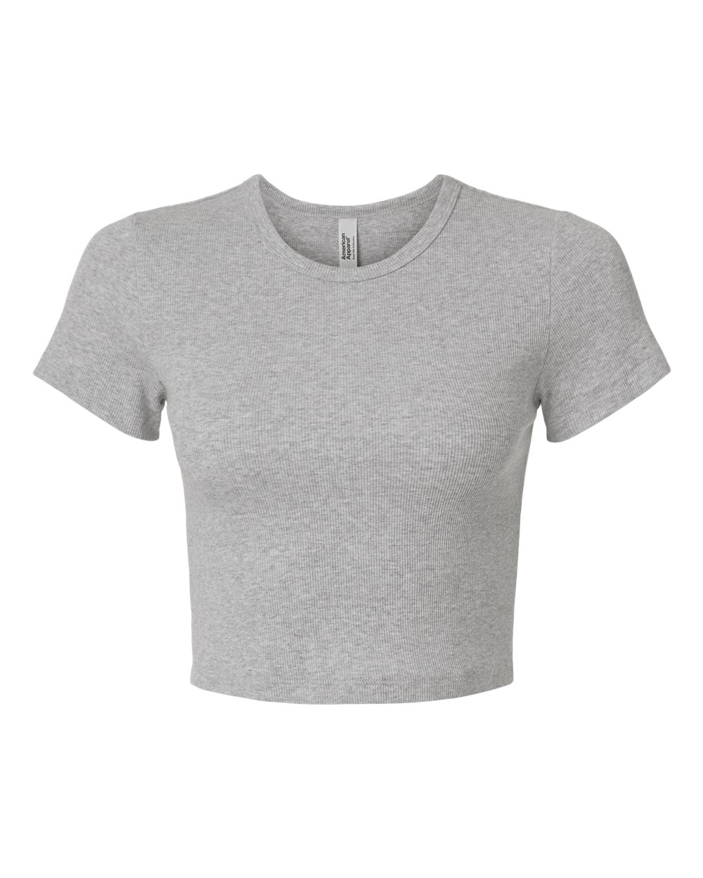 American Apparel BR210 Women's Baby Rib Fitted Cropped Tee Heather Grey