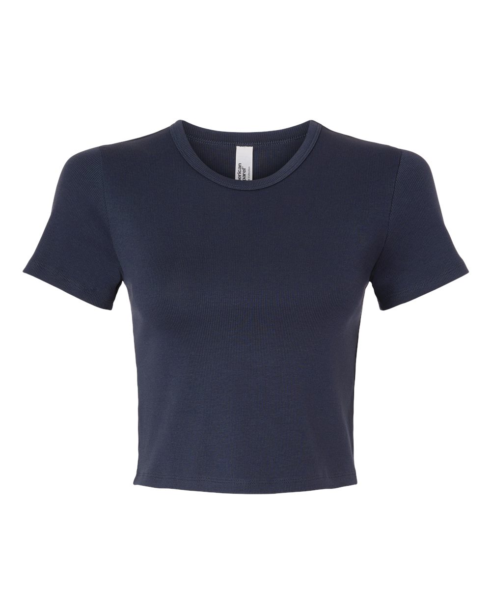 American Apparel BR210 Women's Baby Rib Fitted Cropped Tee Navy