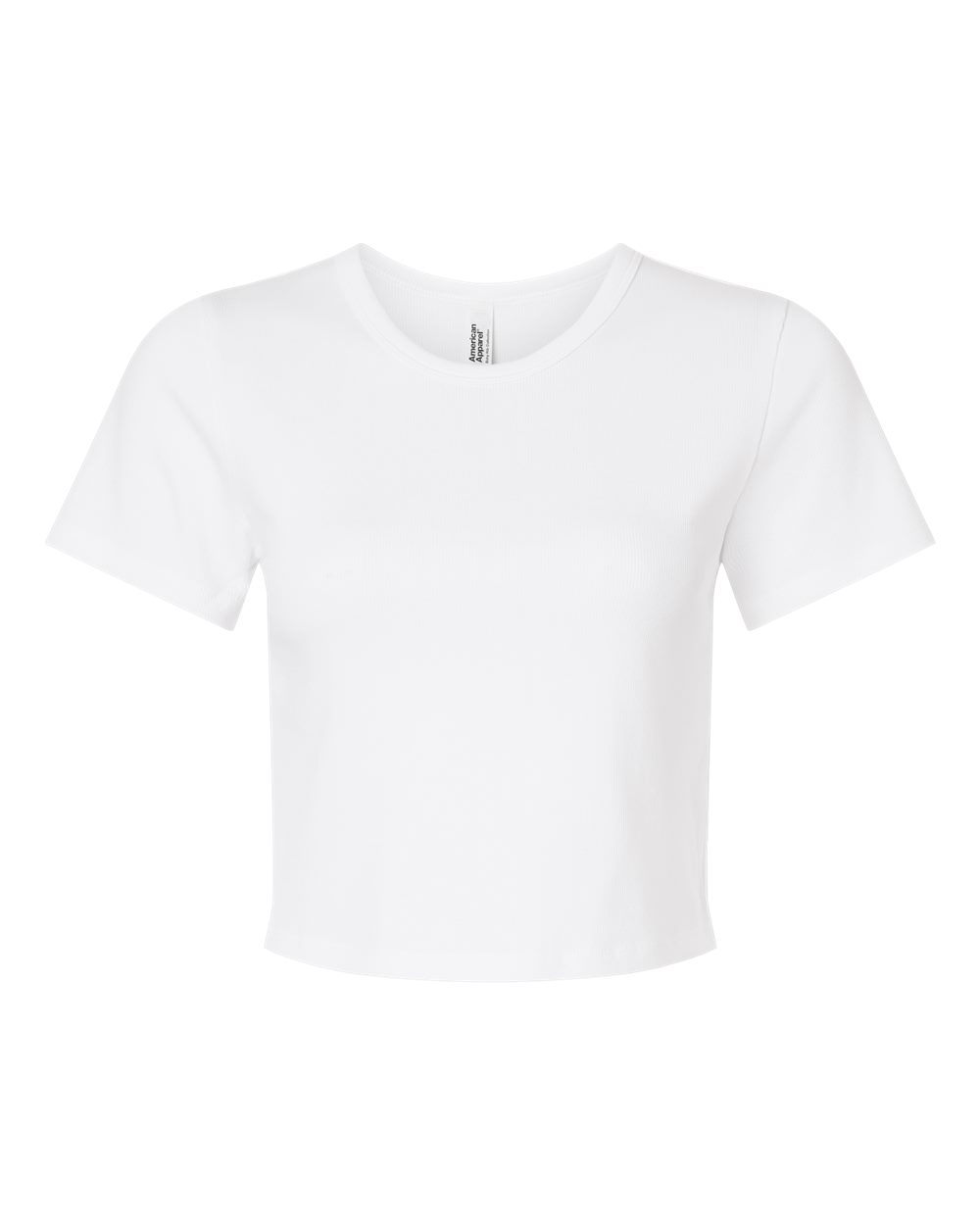 American Apparel BR210 Women's Baby Rib Fitted Cropped Tee White