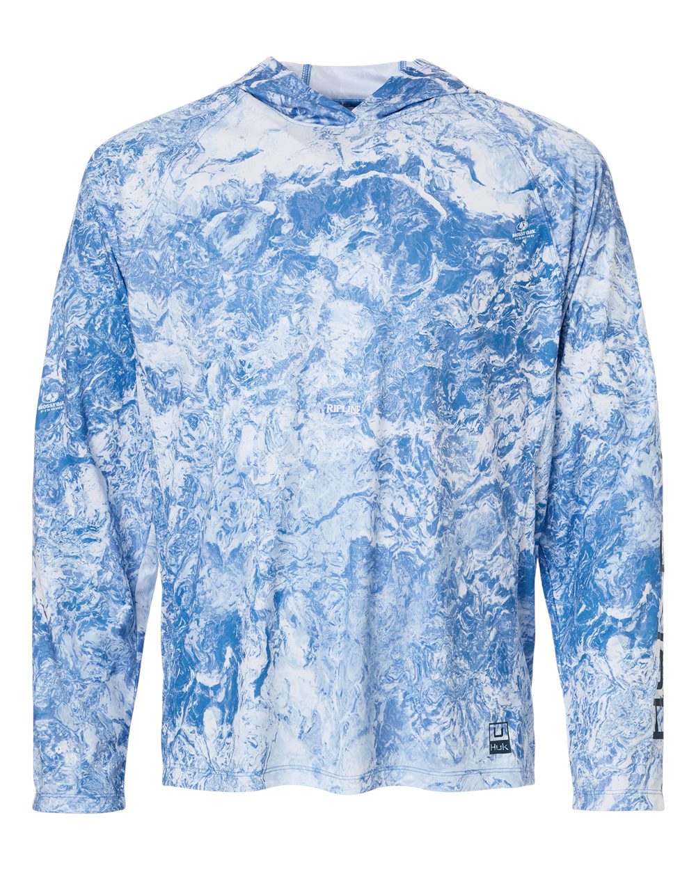 Huk H12L0047 Men's Pursuit Mossy Oak Printed Hooded Long Sleeve T-Shirt Regatta
