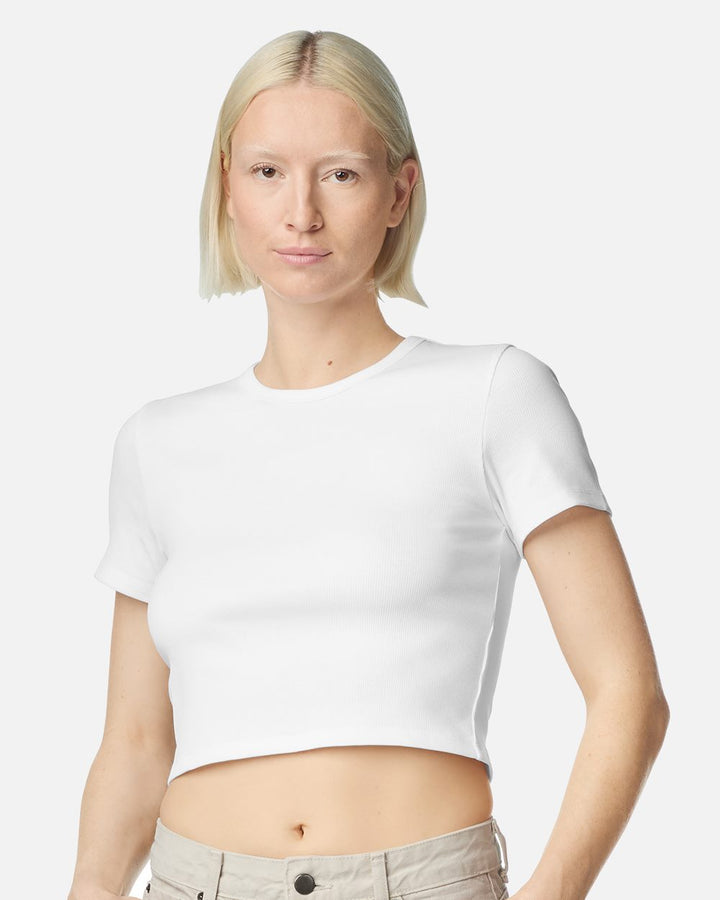 American Apparel — BR210 — Women's Baby Rib Fitted Cropped Tee