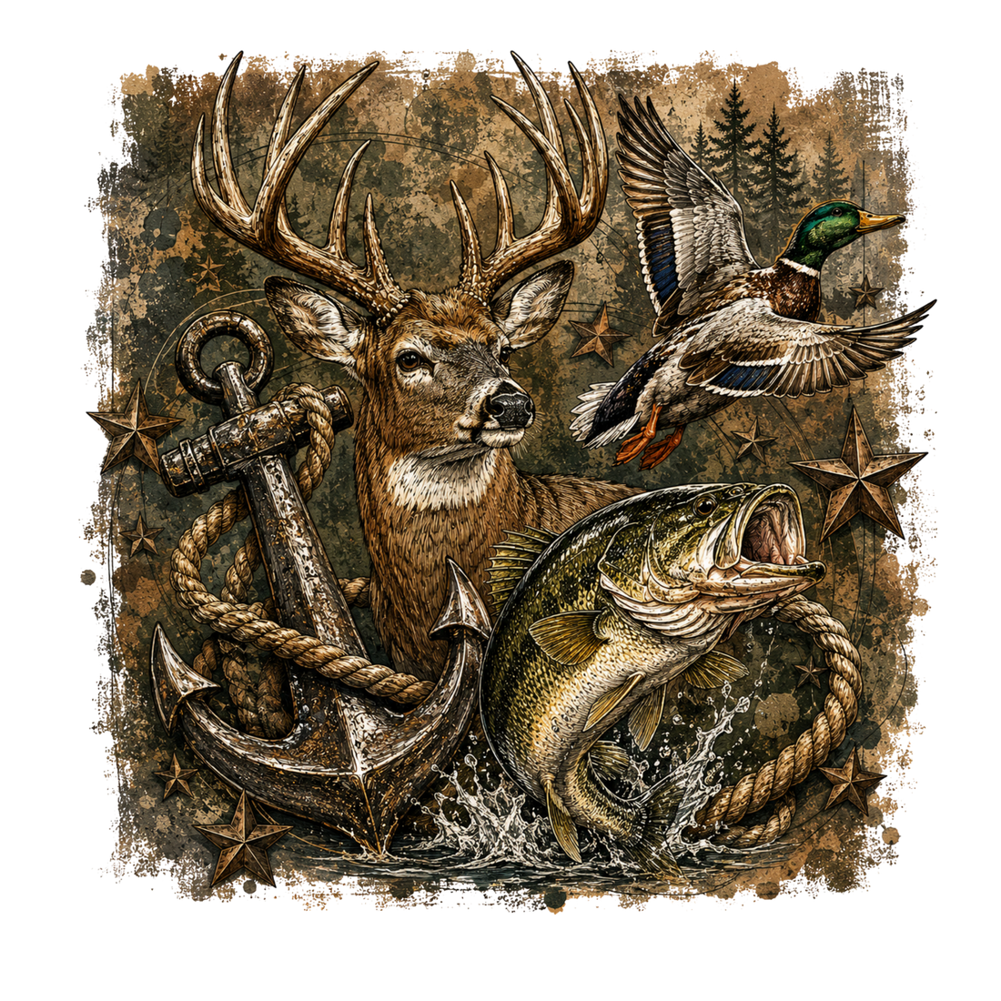 Outdoor Adventure Wildlife Art Design