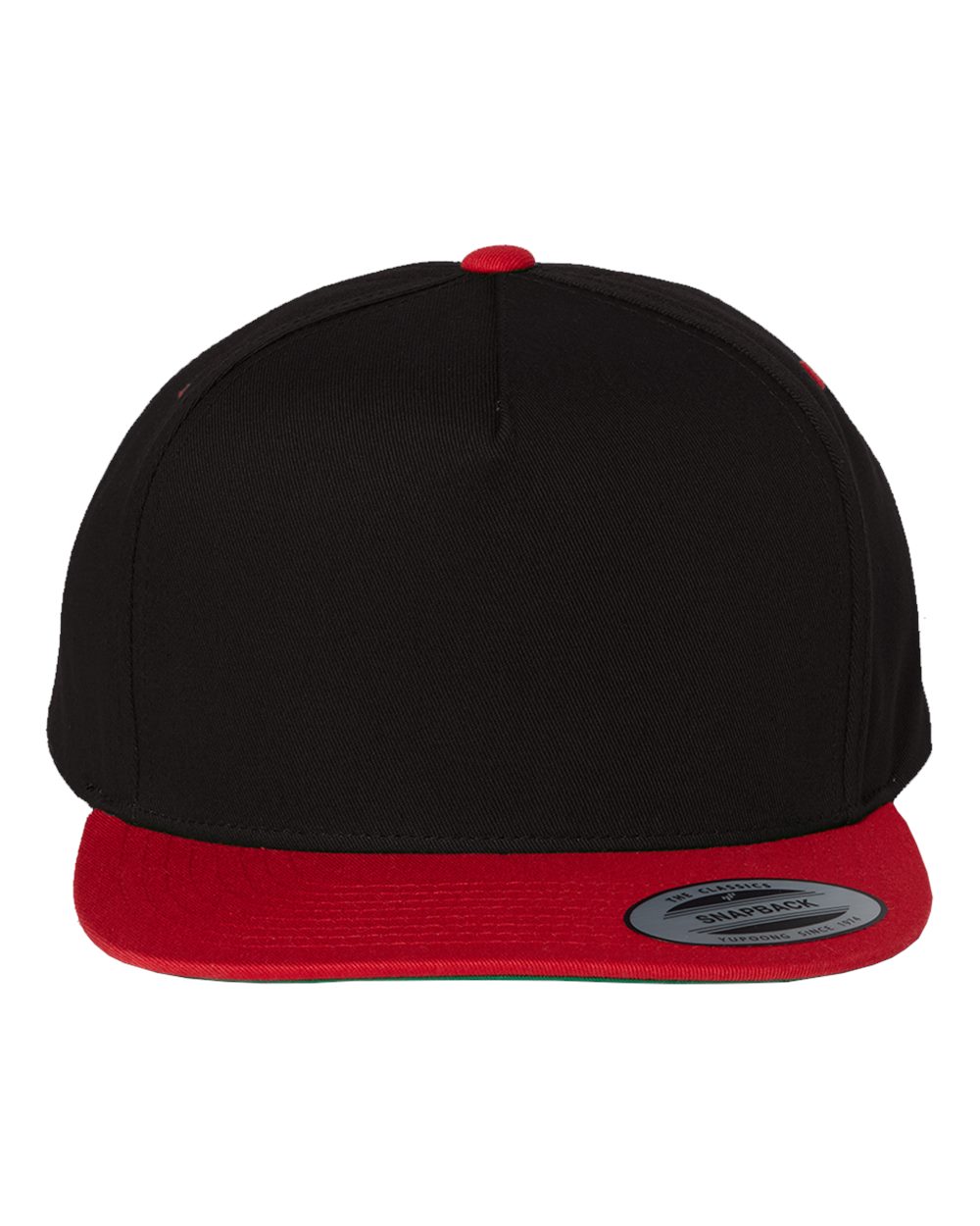 YP Classics 6007 Five-Panel Cotton Twill Snapback Cap Black/ Red