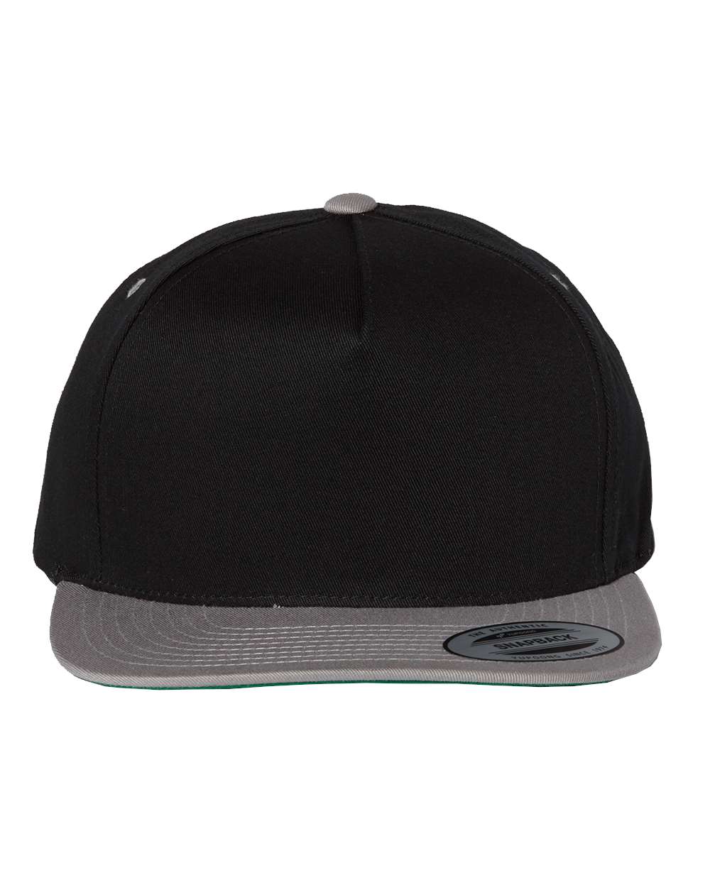 YP Classics 6007 Five-Panel Cotton Twill Snapback Cap Black/ Grey