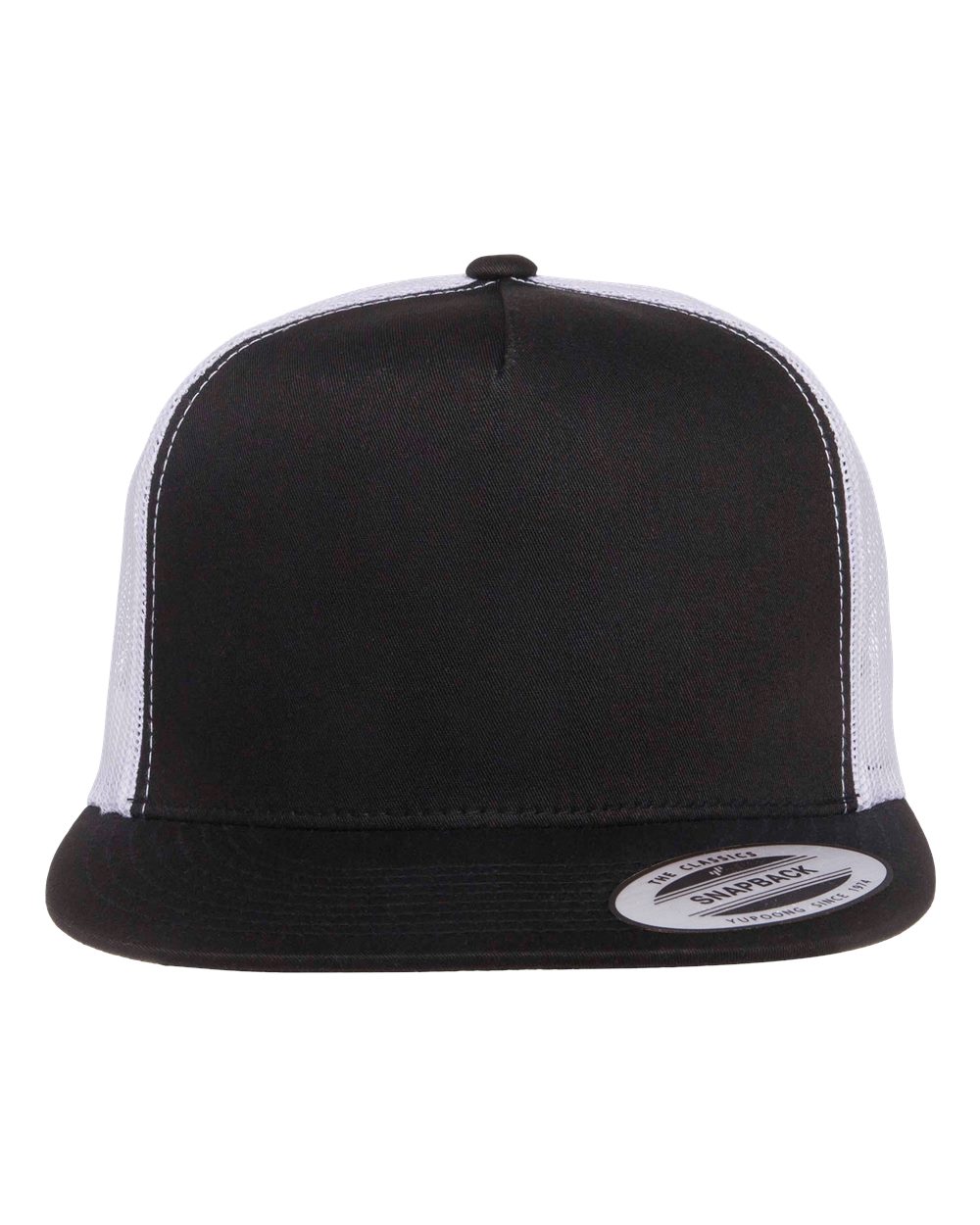 YP Classics 6006 Classic Five-Panel Trucker Cap Black/ White