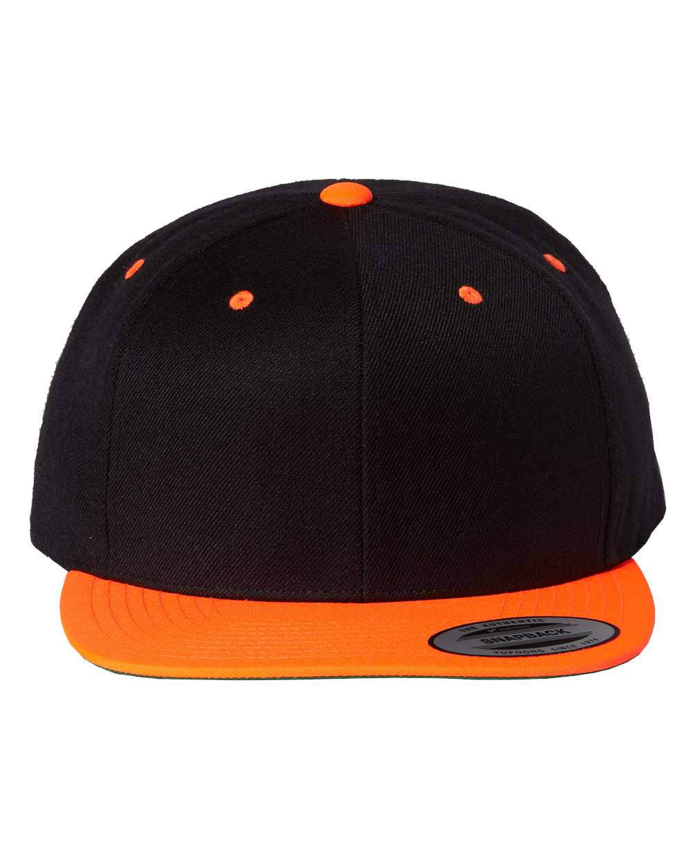 YP Classics 6089M Premium Flat Bill Snapback Cap Black/ Neon Orange