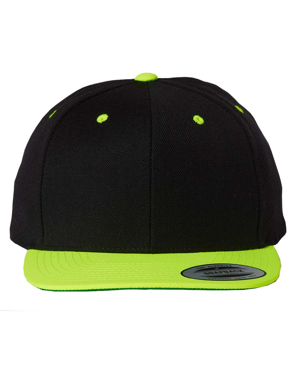 YP Classics 6089M Premium Flat Bill Snapback Cap Black/ Neon Green