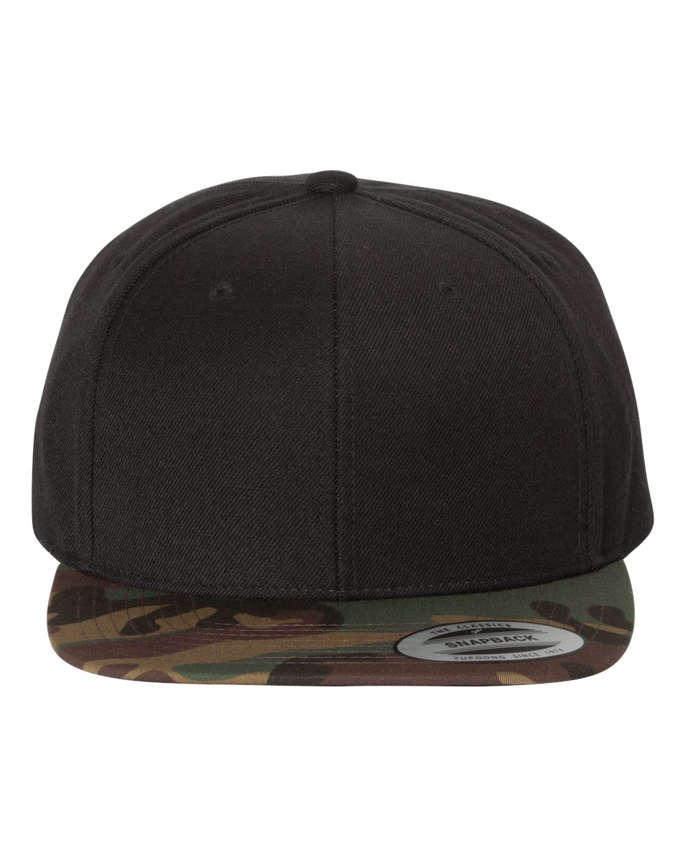 YP Classics 6089M Premium Flat Bill Snapback Cap Black/ Camo