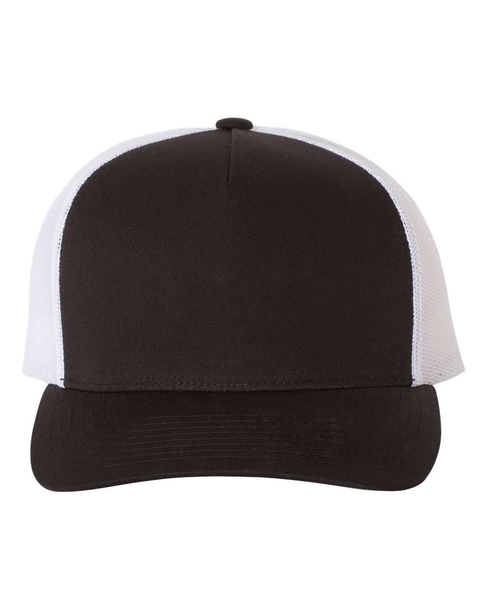 YP Classics 6506 Five-Panel Retro Trucker Cap Black/ White