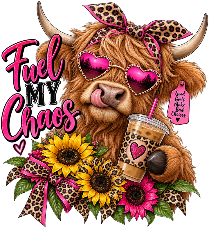Fuel My Chaos Highland Cow Design